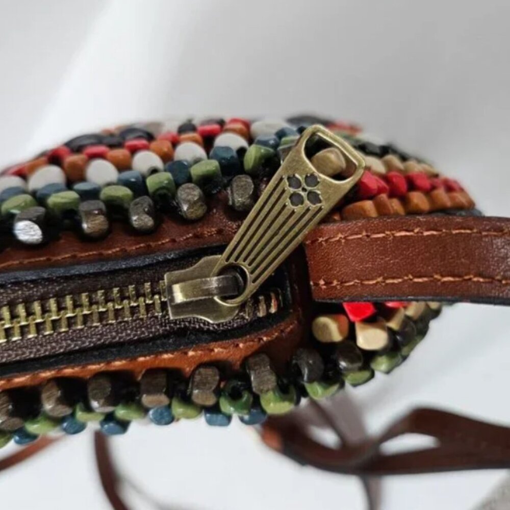 Patricia Nash Scafati Colorful Wooden Bead Canteen Crossbody Bag - Picture 6 of 9